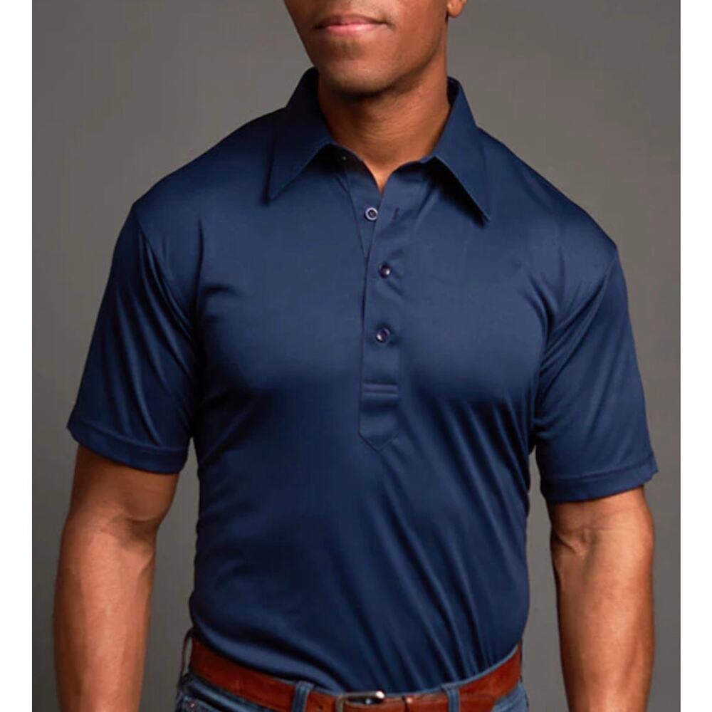 Collars & Co. Dress Collar Performance Polo Shirt Navy Blue Small Classic NWOT